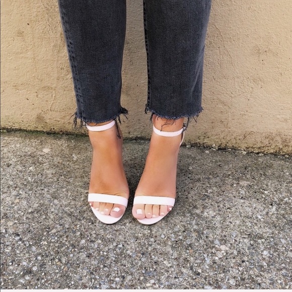 🆕Lennon Nude Vegan Suede Thin Ankle Strap Heels - Picture 6 of 8